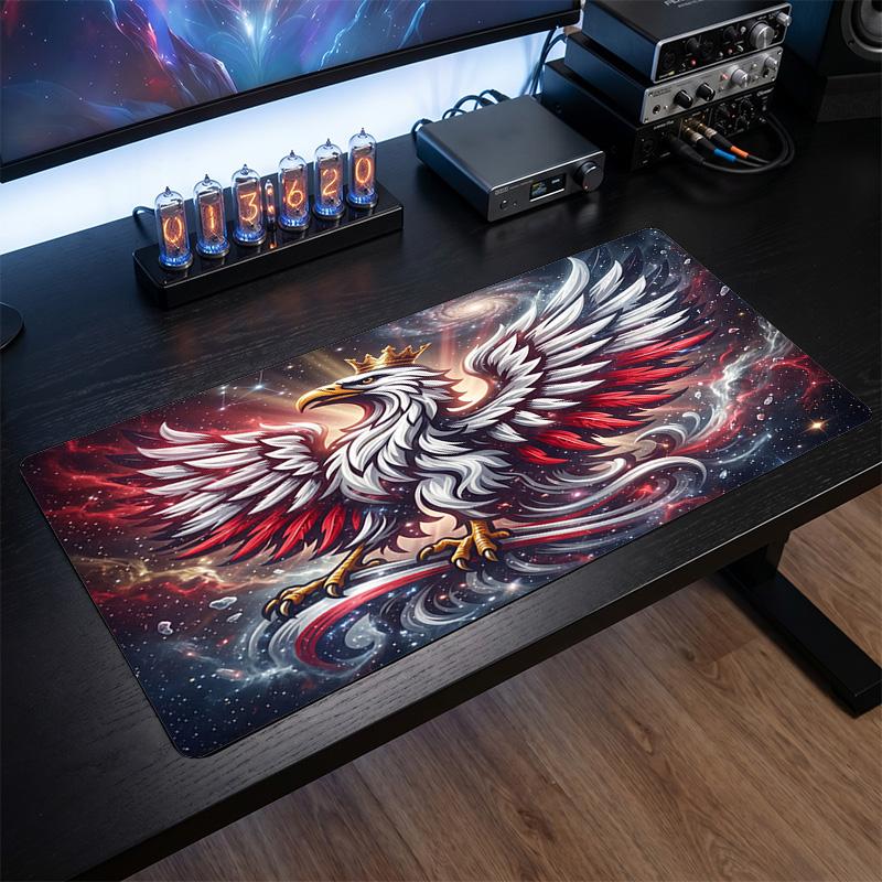 Poland Football Crest Mouse Pad, Extended Non Slip Rubber Desk Mat for Gaming Office Laptop Fan Gift