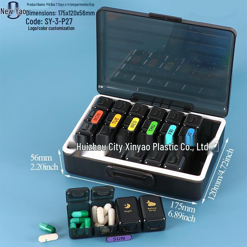Seven-Day Pill Organizer: Morning, Noon, Night Portable Capsule Case with Large Capacity