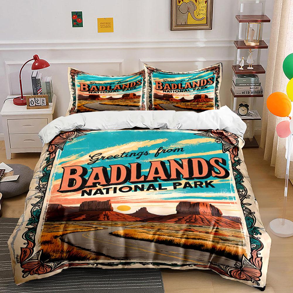 

Badlands National Park illustration. Bedding sets Duvet cover sets Duvet covers Pillowcases(1 * Duvet Cover 2 * Pillowcases without duvet insert) 135x200cm