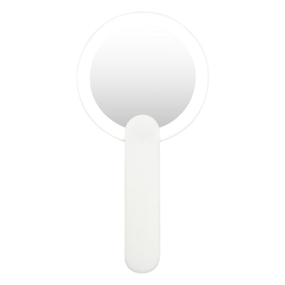 Handheld Round Mirror Rotatable Rechargeable Mirror Led Lights Travel Small Portable Folding Makeup Mirror USB with Light