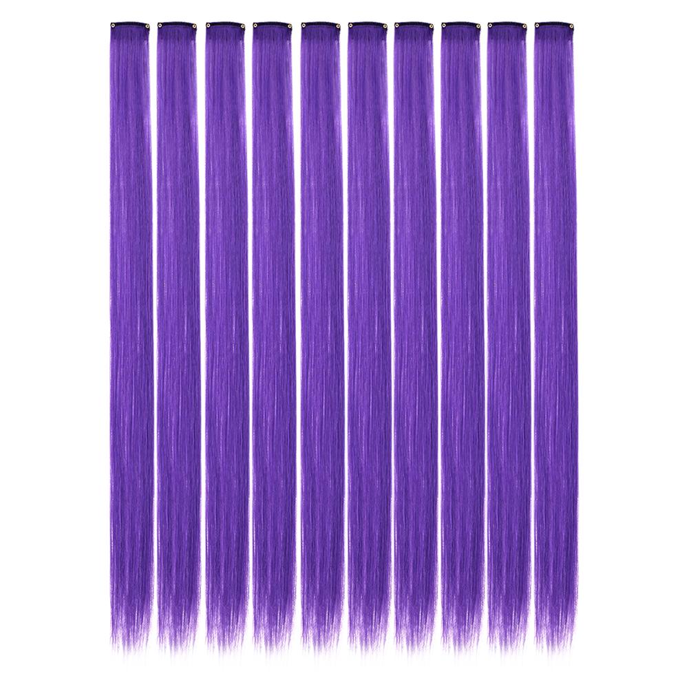 10PCS/Pack Colored Party Highlights Clip in Hair Extensions for Girls 18 Inches Omber colors Straight Synthetic Hairpieces 2028