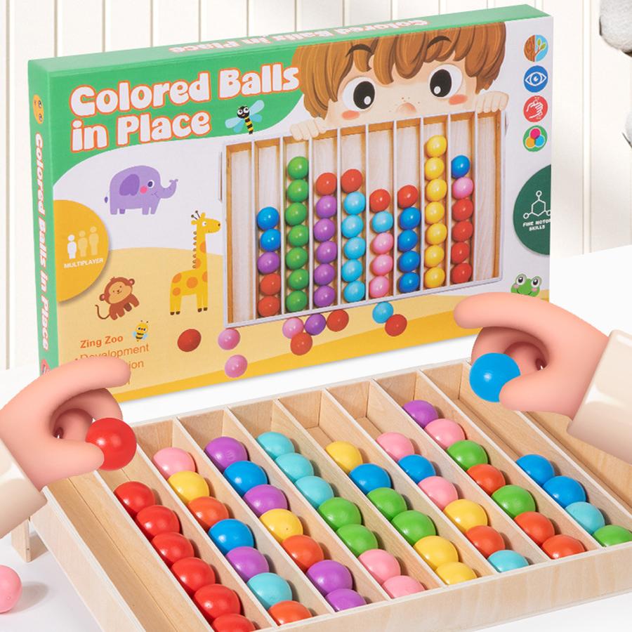 Children Wooden Montessori Educational Toys Colorful Balls Sorting Matching Logic Training Game Kids Fine Motor Skill Table Game