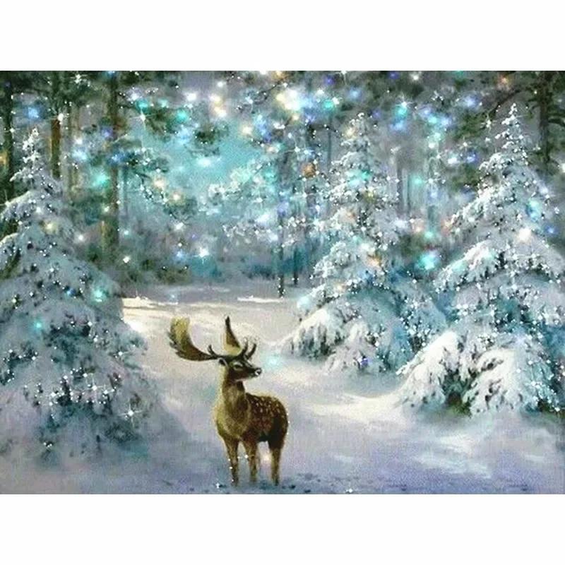 2024 New 5D DIY Christmas Diamond Pattern Deer Diamond Winter Diamond Embroidery Cross Stitch Home Decor