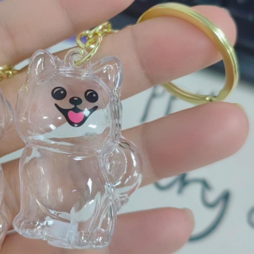Transparent Dog Hair Storage Box Dog Shape Puppy Pendants Cartoon Pet Hair Keychain  Backpack
