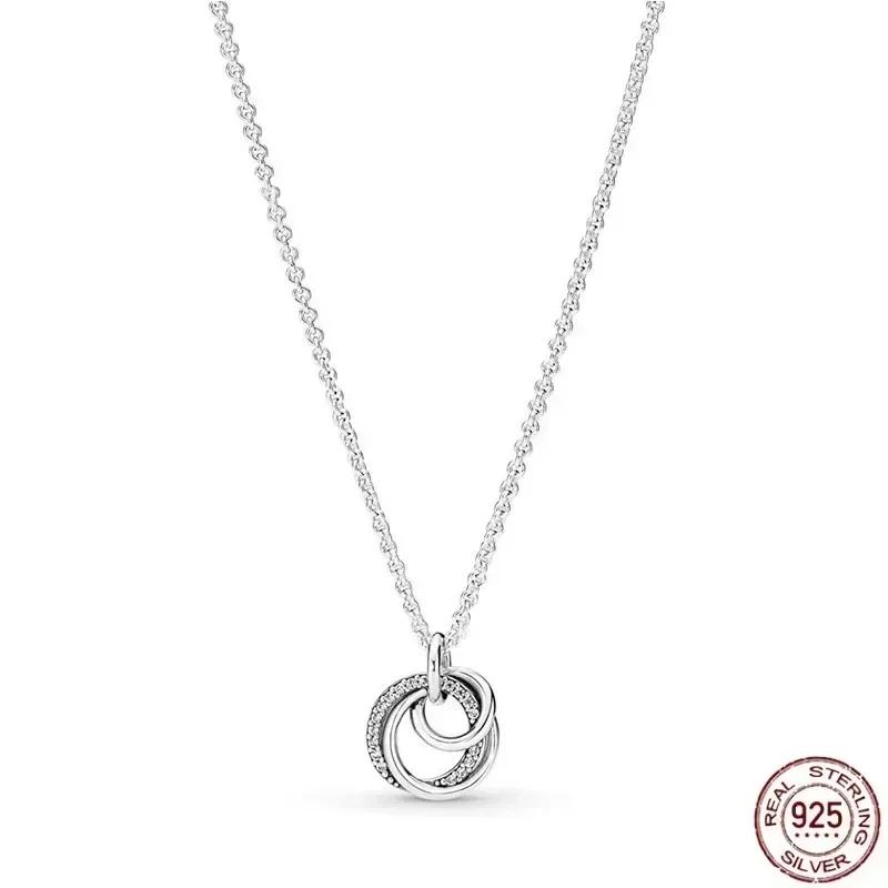 Collana a Cuore in Argento 925 Regalo di Natale Compleanno per Donne Gioielli Rotondi Lucidi Raffinati Fascino Classico Sorpresa