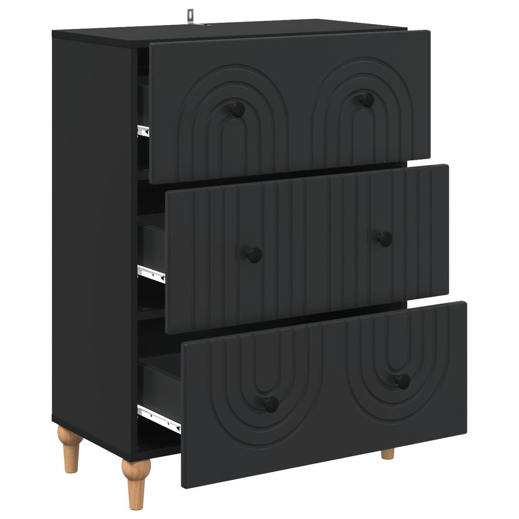 Drawer Cabinet Black 66 x 34.5 x 90 cm Particleboard