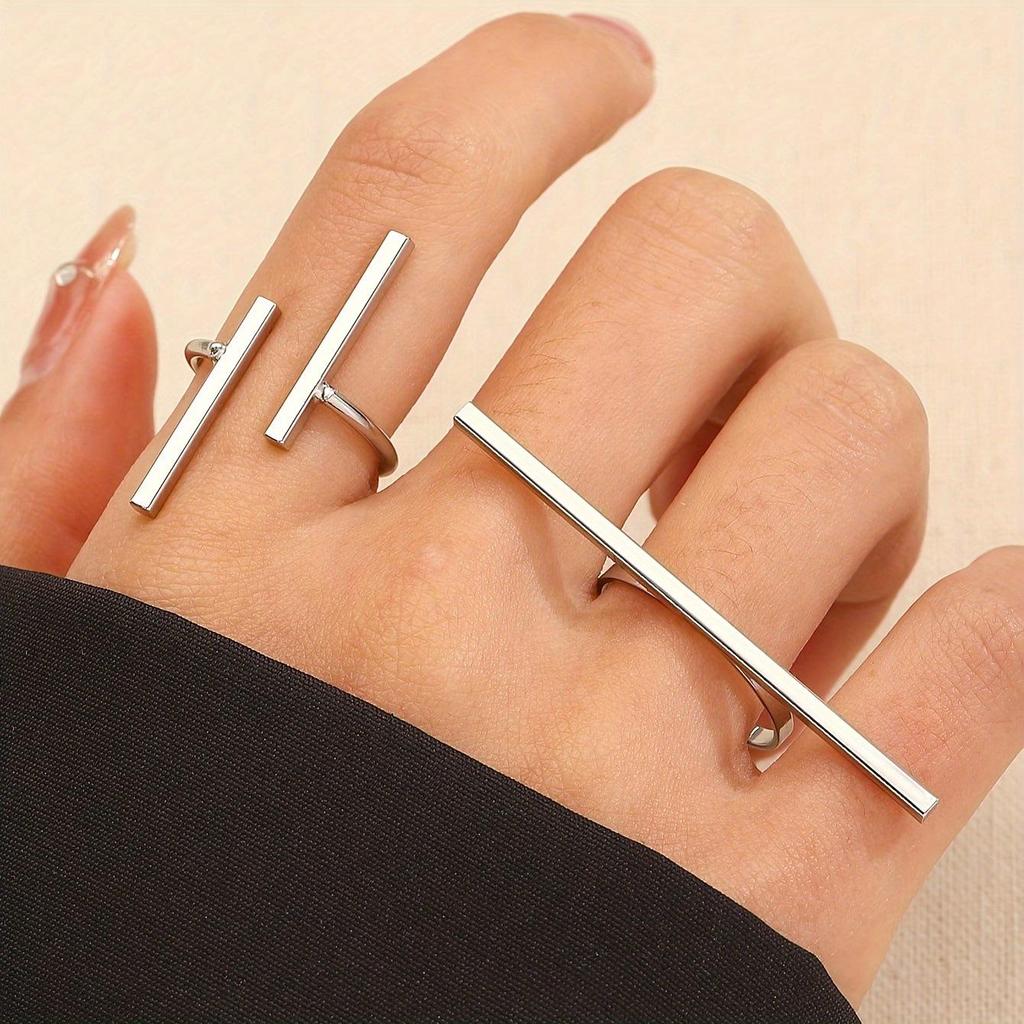 Unisex Geometrischer Ein-Wort Offener Doppelring - Kleiner Finger, Herren & Damen