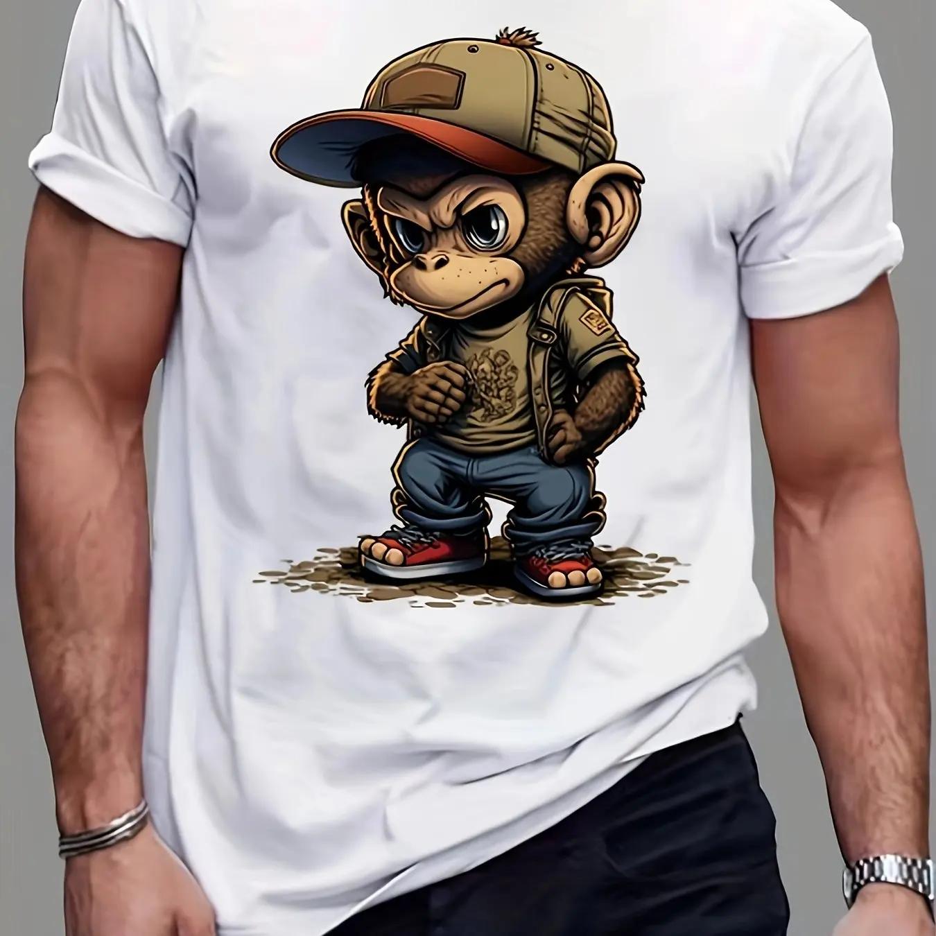 

Funny Monkey Printed Men s T-shirt 3D Animal Pattern O-neck Short Sleeve Tees Leisure Fashion Breathable Unisex Pullover Clothe S