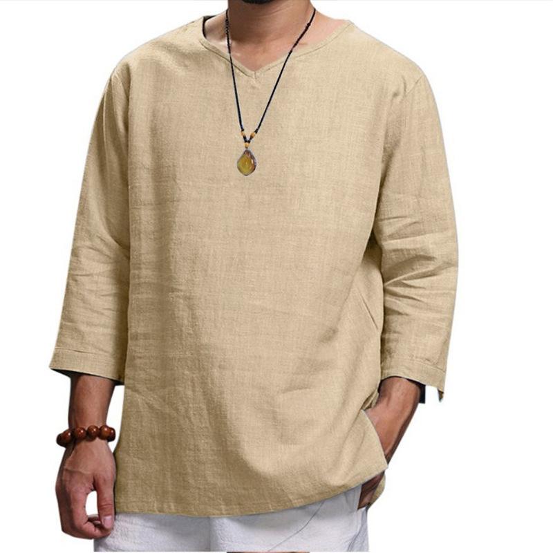 Fogn Trade Autumn New Men's Pullover Solid Color Casual Loose Pullover T-shirt Loose Versatile Pullover Shirt
