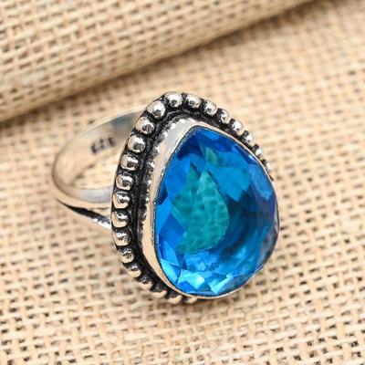 London Blue Topaz Gemstone Handmade 925 Sterling Silver Jewelry Ring