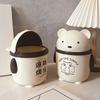 Clutter Storage Bucket Cream-style Cute High-appearance-level Trash Can Creative for Dormitory and Office Desks Mini Lid Strap