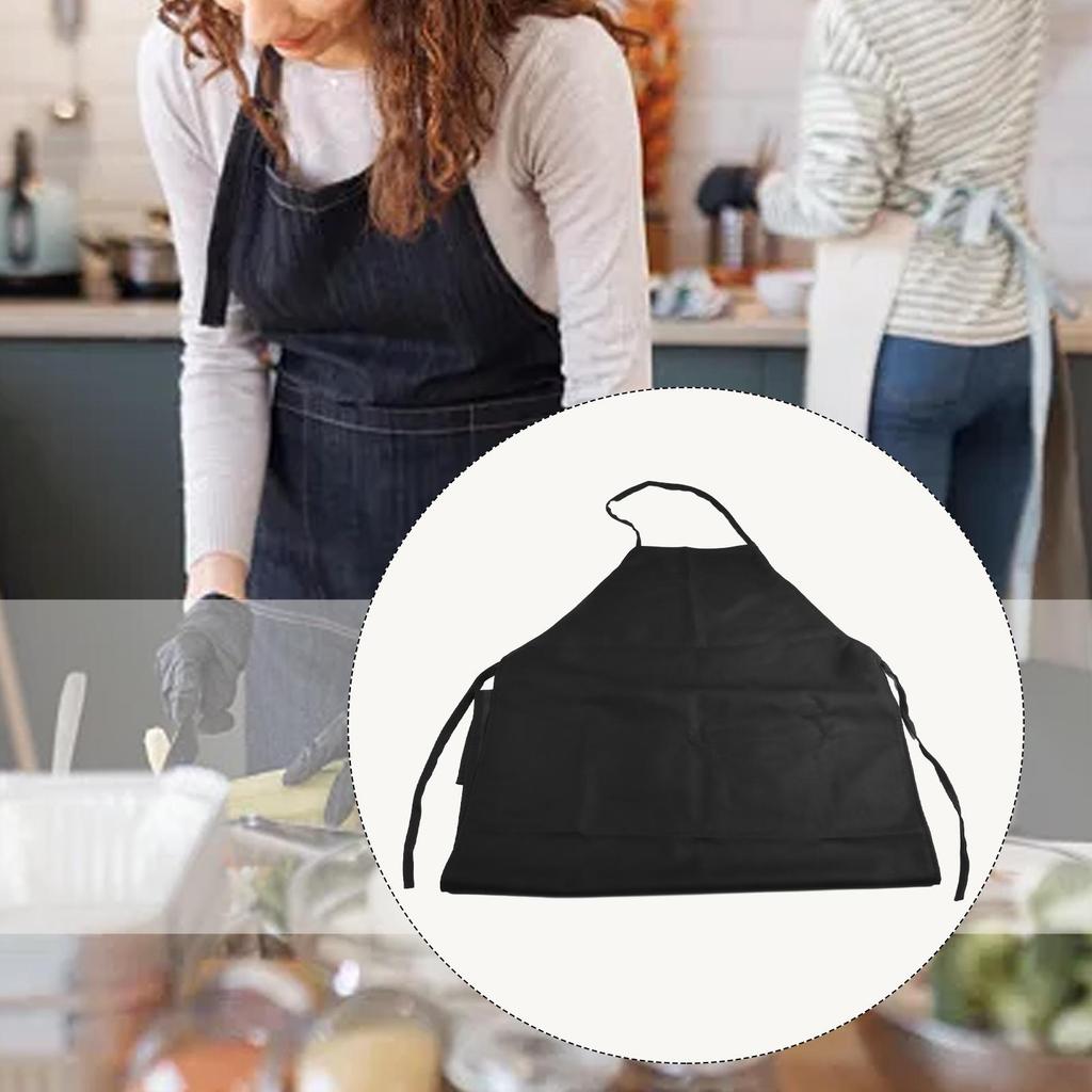 Oilproof Kitchen Apron PVC Leather Waterproof Black Comfortable