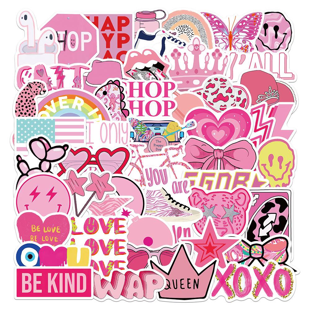 50pcs Cartoon College Style Graffiti Waterproof Stickers Creative Fridge Mug Skateboard Guitar Helmet Decoration Decals