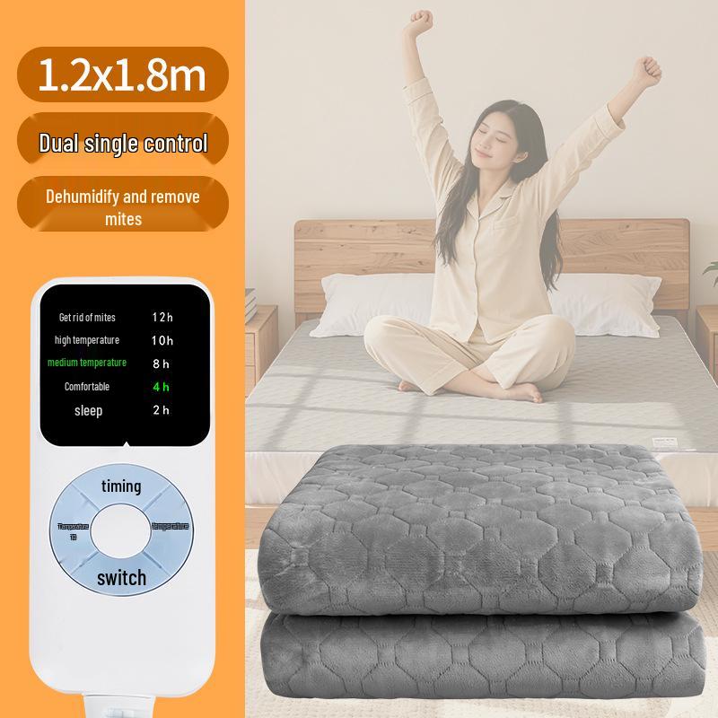 Smart Dual Control Electric Blanket - Milk Fleece, Temperature Control, Mite Removal, Ideal for Dorms & Homes