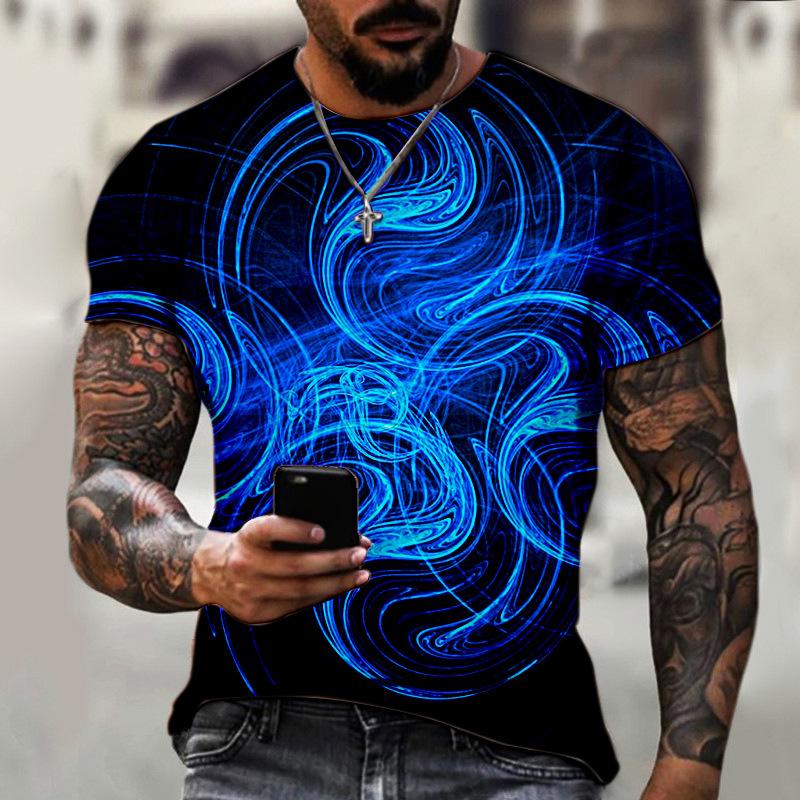 

Летняя новая футболка с круглым вырезом, коротким рукавом и 3D-принтом с узором льва, мужская, уличный хип-хоп стиль 6XL