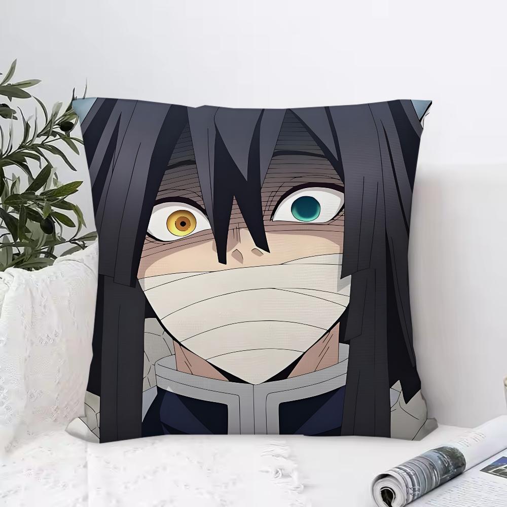 D-Demon S-Slayer Anime Iguro O-Obanai Pillow Case Pillowcase Anti-dustmite Pillow Invisible Zipper Silky Short Plush Sofa Cushio