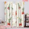 2pcs,2D Plane Printing Window Curtain Christmas Bells Holly Berries Baubles Versatile Polyester Fabric (without Rod) Versatile