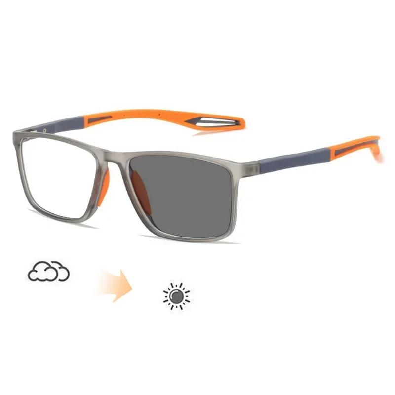 Retro Flexible TR90 Sports Myopia Glasses Photochromic UV400 Eyewear Color Changing Smart Outdoor Near Sight To -4.0