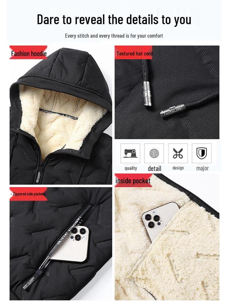 Men's Hooded Winter Jacket - Ultra-Warm Plus Velvet Cotton Outerwear
