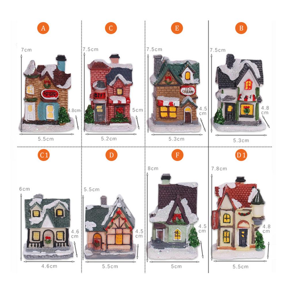 Christmas Luminous House Ornaments Micro Landscape Villa Resin Handicraft Xmas Gifts For New Year Decor