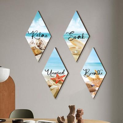 4 Pièces Décorations Murales de Plage Décorations Bois Méditerranéen Panneaux Suspendus Ornements pour Hôtel