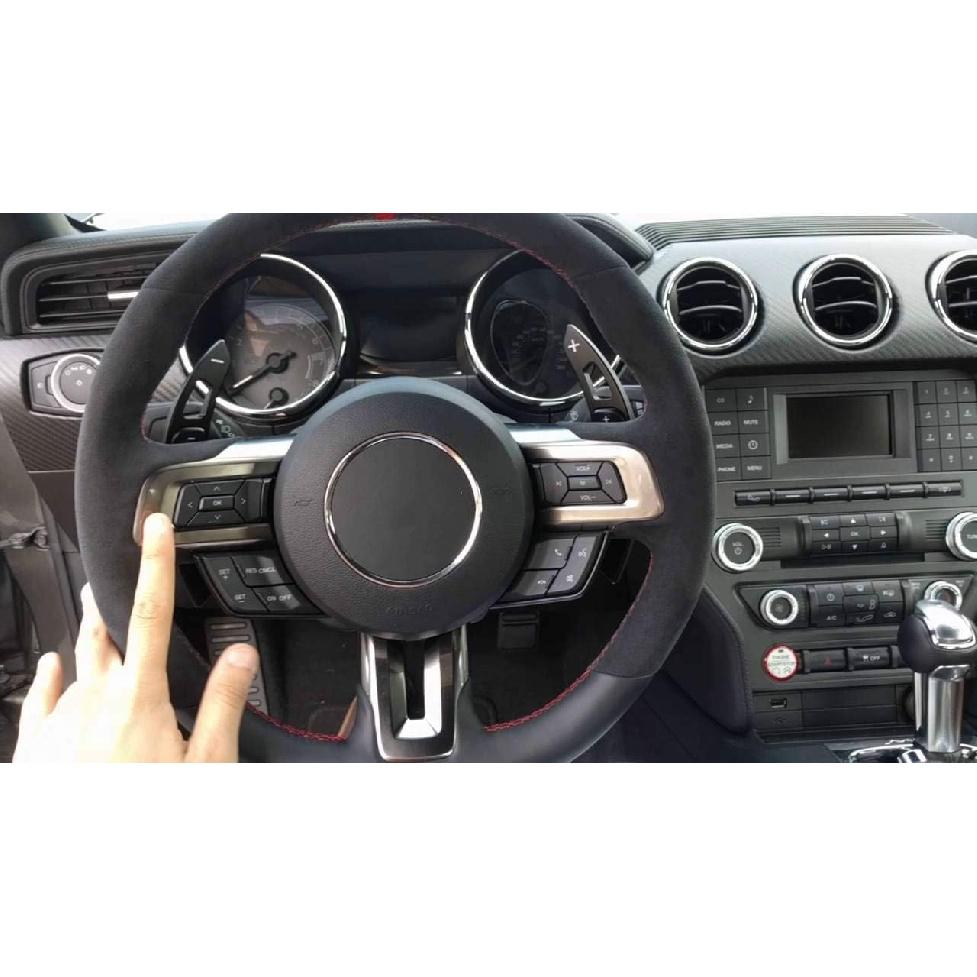 Estodian (MU) Pair Steering Wheel Shift Paddle Shifter Extension Carbon Fiber For Mustang 2015-2019
