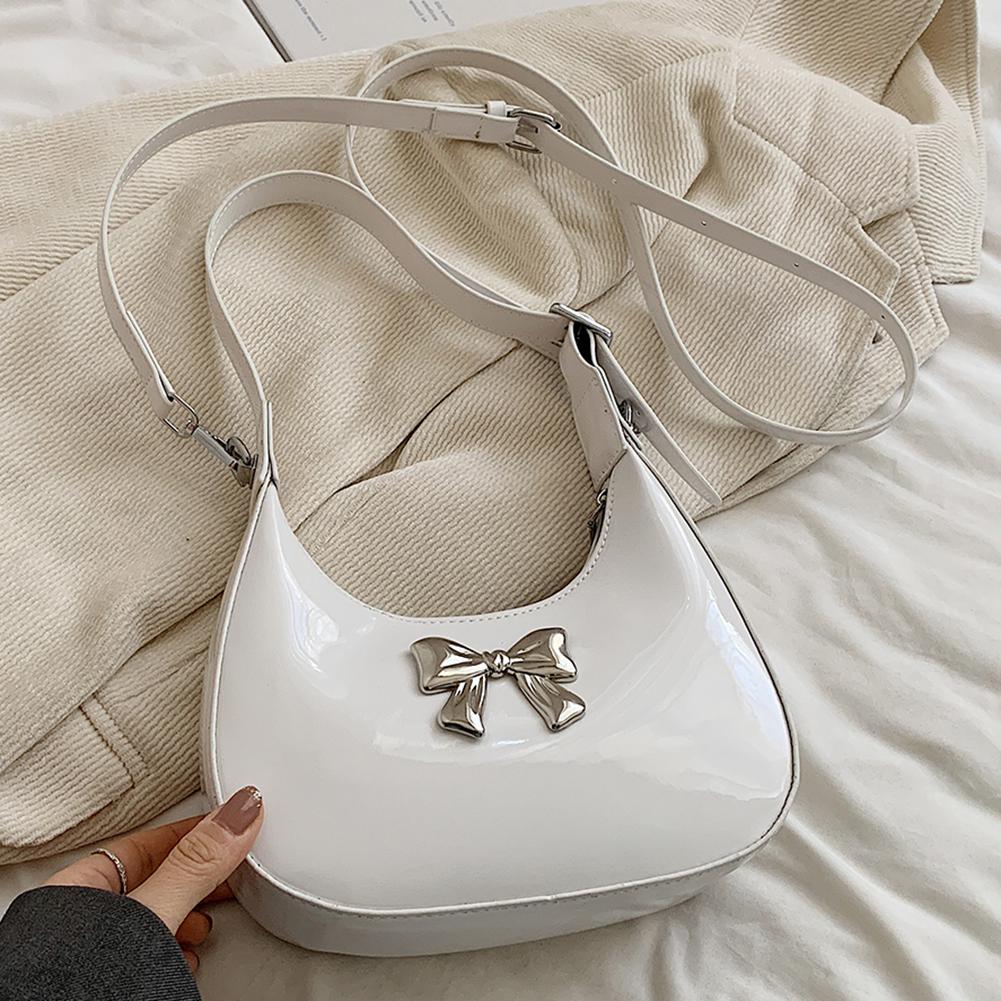 

Жіноча шикарна сумочка, модна сумка з штучної шкіри, регульований ремінь, проста сумка через плече, жіноча сумка-півмісяць білий