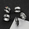 Titanium Steel Ring 8mm Inlaid Color Diamond Smooth Ring High-end Personality Stainless Steel Jewelry Set