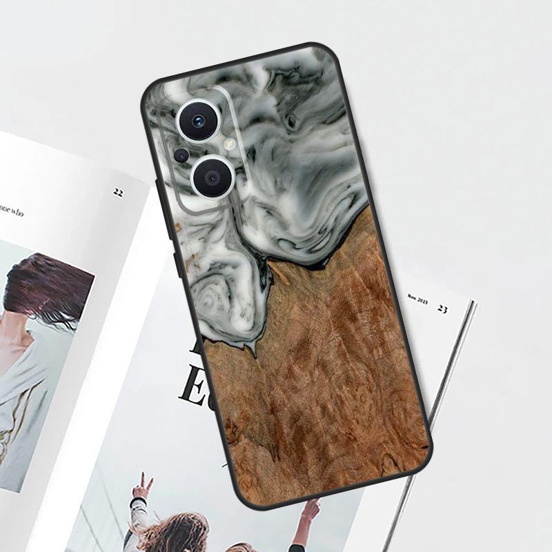 Hybrid Wood Resin Case For OPPO Find X9 X5 X6 X8 Pro OPPO Reno 12F 14F 13F 11F 10 12 13 14 Pro 7 8 Lite Cover
