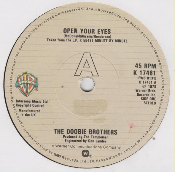 7inch Record DOOBIE BROTHERS - Open Your Eyes K17461 Warner Bros. Re 1979 UK Rock Used