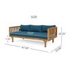Outdoor 3 Seater Daybed, Acacia Wood Day Bed Couch Sofa with Cushions for Patio Backyard, Garden, Blue