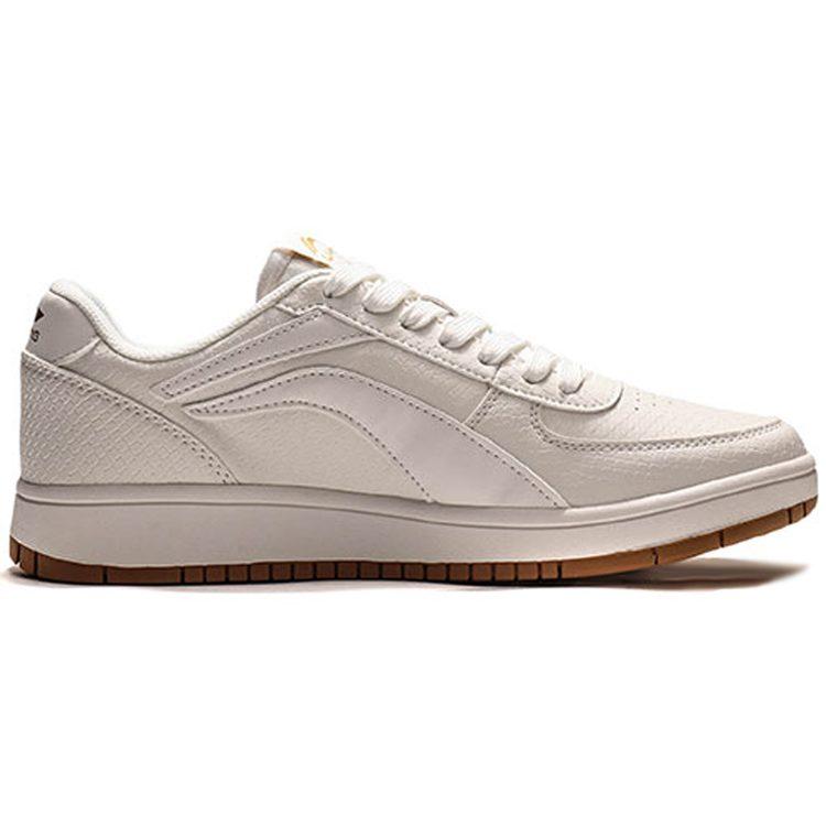 Li Ning Synthetic Leather Low Top Skateboard Shoes Men's White AGCP347-1