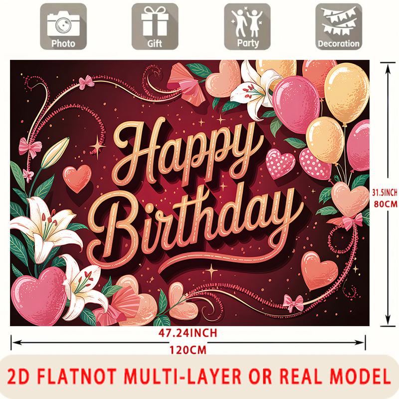Party Backdrop Happy Birthday Birthday Pink Photo Booth Background Front Door Decor