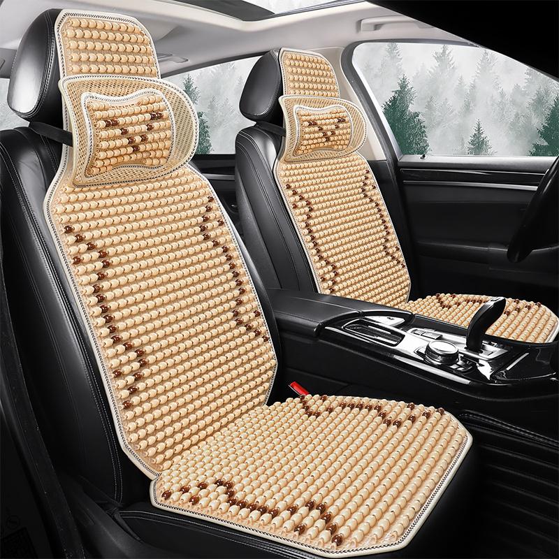 1 PEZZO Coprisedile Estivo Fresco Cuscino per Sedile Auto in Perline di Legno d'Acero Naturale Massaggio Traspirante Ambientale Impermeabile Tappetino per Sedile
