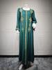 Middle Eastern Floral Embroidered Muslim Jalabiya Robe, Dubai Dress