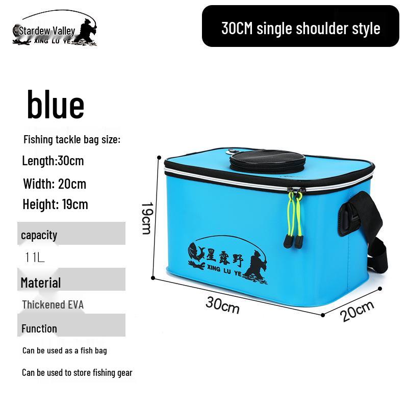 Foldable EVA Fishing Bucket - Portable, Thick, Live Fish Box with Shoulder Strap