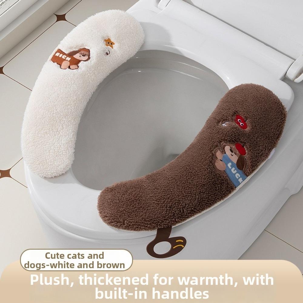 1set Thickened Toilet Seat Pad Adhesive Fixed Adhesive Toilet Mat Warm Toilet Cushion Winter
