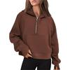 Autumn and Winter Yoga Clothes Women's Sports Half-chain Hoodie Sweater Loose Short Plus Velvet