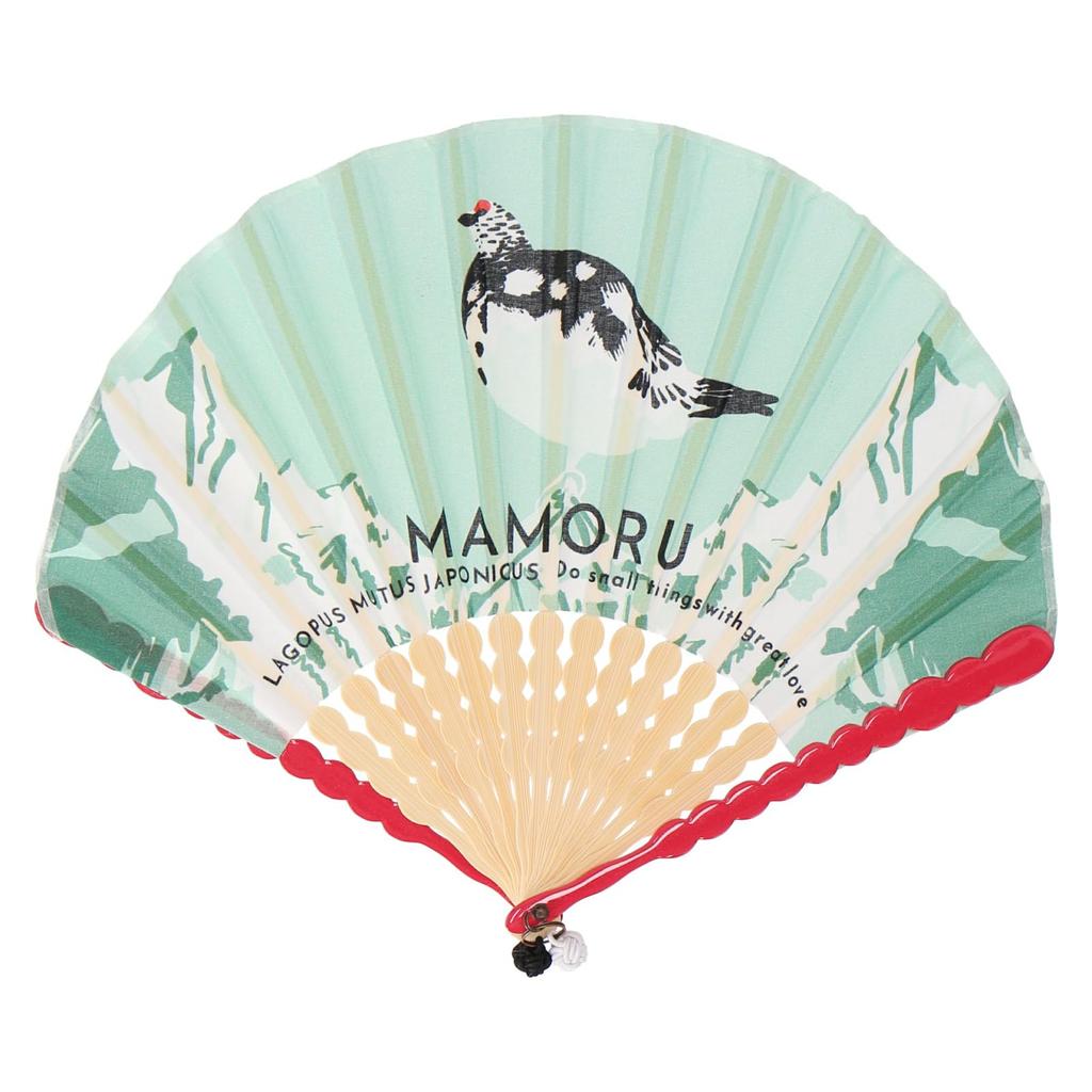 Mamoru Folding Fan for Endangered Animal Design 29cm W x 22cm H x 2cm D [Catocore] (11003806) Women, (11003806C), Saxophone Ptarmigan, Approx.