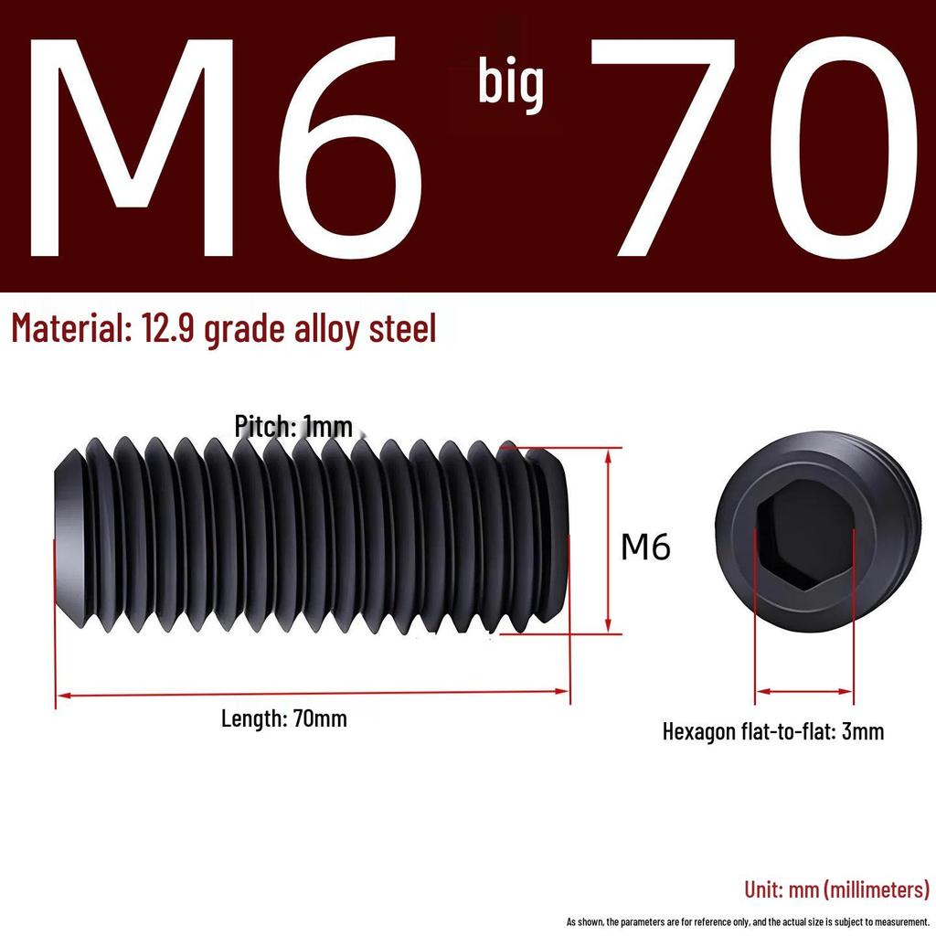 Grade 12.9 Hex Socket Headless Set Screw (M3-M16)