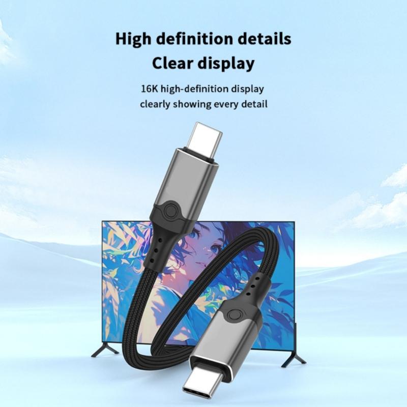 USB5.0 USB C to USB C Cable 80Gbps 16K@60Hz 240W Fast Charging USB C Data Cord Video Cable for Smartphone Laptops