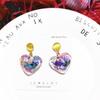 S925 Silver Bohemian Epoxy Resin Glitter Heart Earrings
