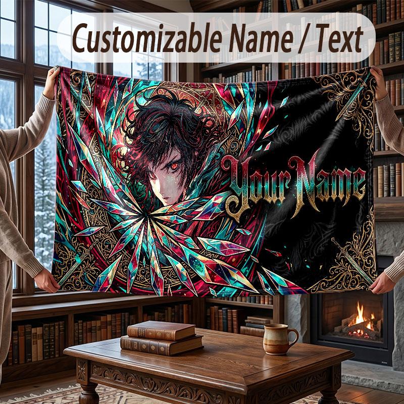 Personalized Name Designs Theme Throw Blanket Custom Name Text Personalized Blanket Soft Cozy Blanket for Home Sofa Bed