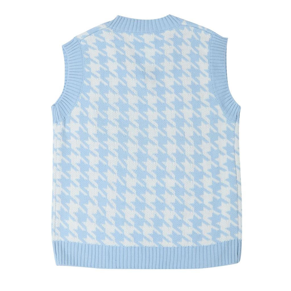 Dame Casual V-hals Pullover skjorte Kollisjonsfarge Ermeløs genser Vest