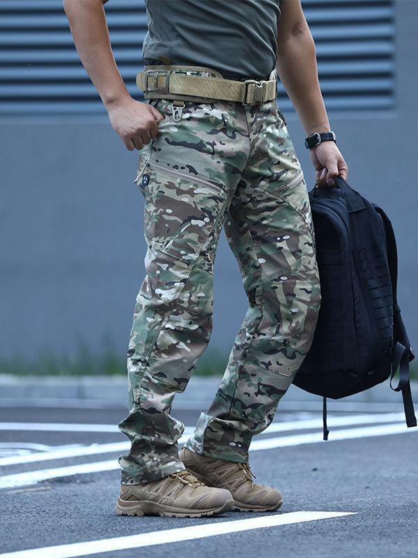 Men's Slim Fit Tactical Cargo Pants - Water-Repellent, Military-Style, for Spring/Autumn Outdoor Work and Training.