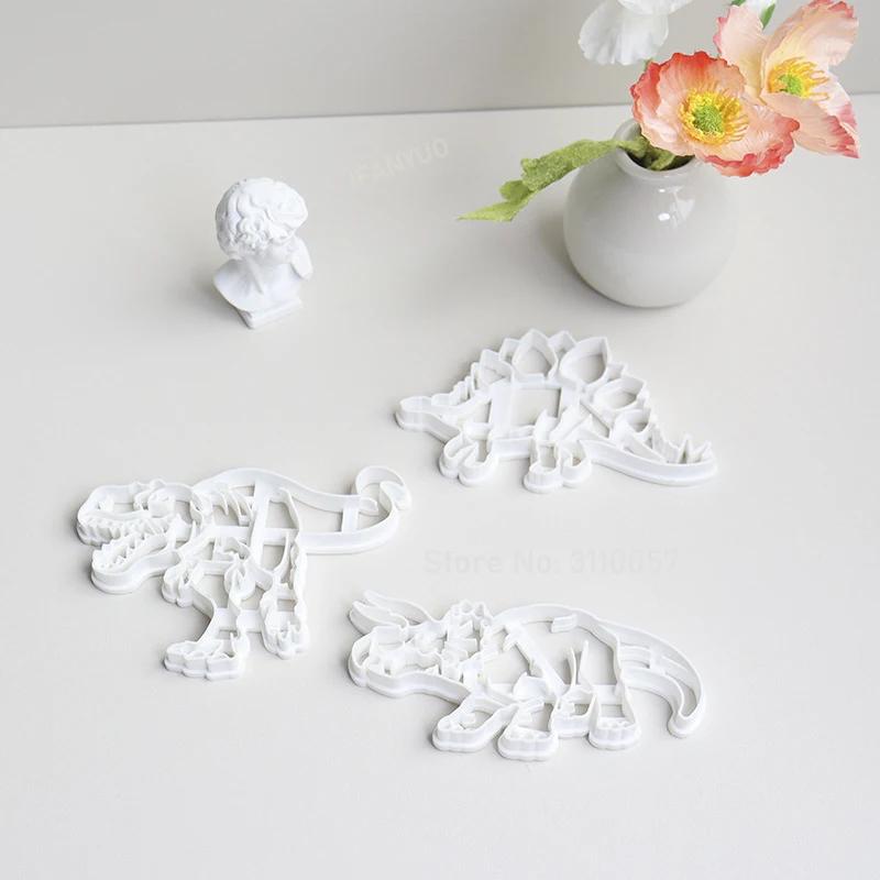 2023 Dinosaur Cookie Cutters Mold Dinosaur Biscuit Embossing Mould Sugarcraft Dessert Baking Mold Cake Kitchen Accessories Tools