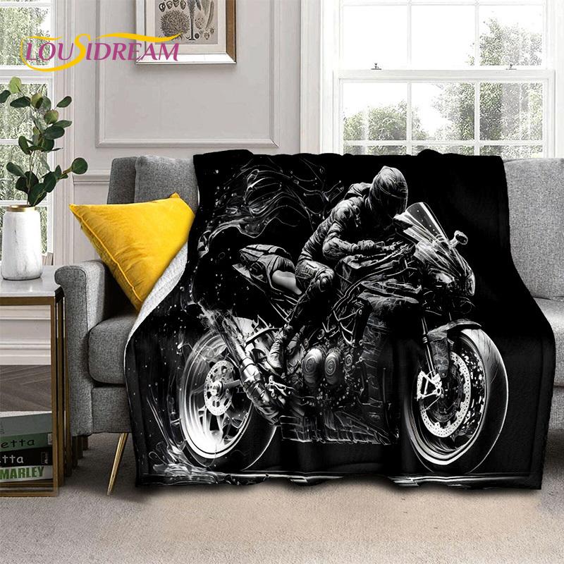Motocross Motorrad Weiche Decken, Warme Kuscheldecke Bequeme Decke für Picknick Betten Sofa Zuhause Schlafzimmer Wandergeschenk