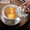 150ml Top Grade Distant Hills Gaiwan Elegant Gilt Silver Anti Scalding Tea Tureen Tea Brewing Cover Bowl Teaware Supplies Craft