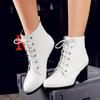 Autumn and winter new Martin boots women's lace-up high heel round head large size women's boots square heel comfortable Korean version low boots wome