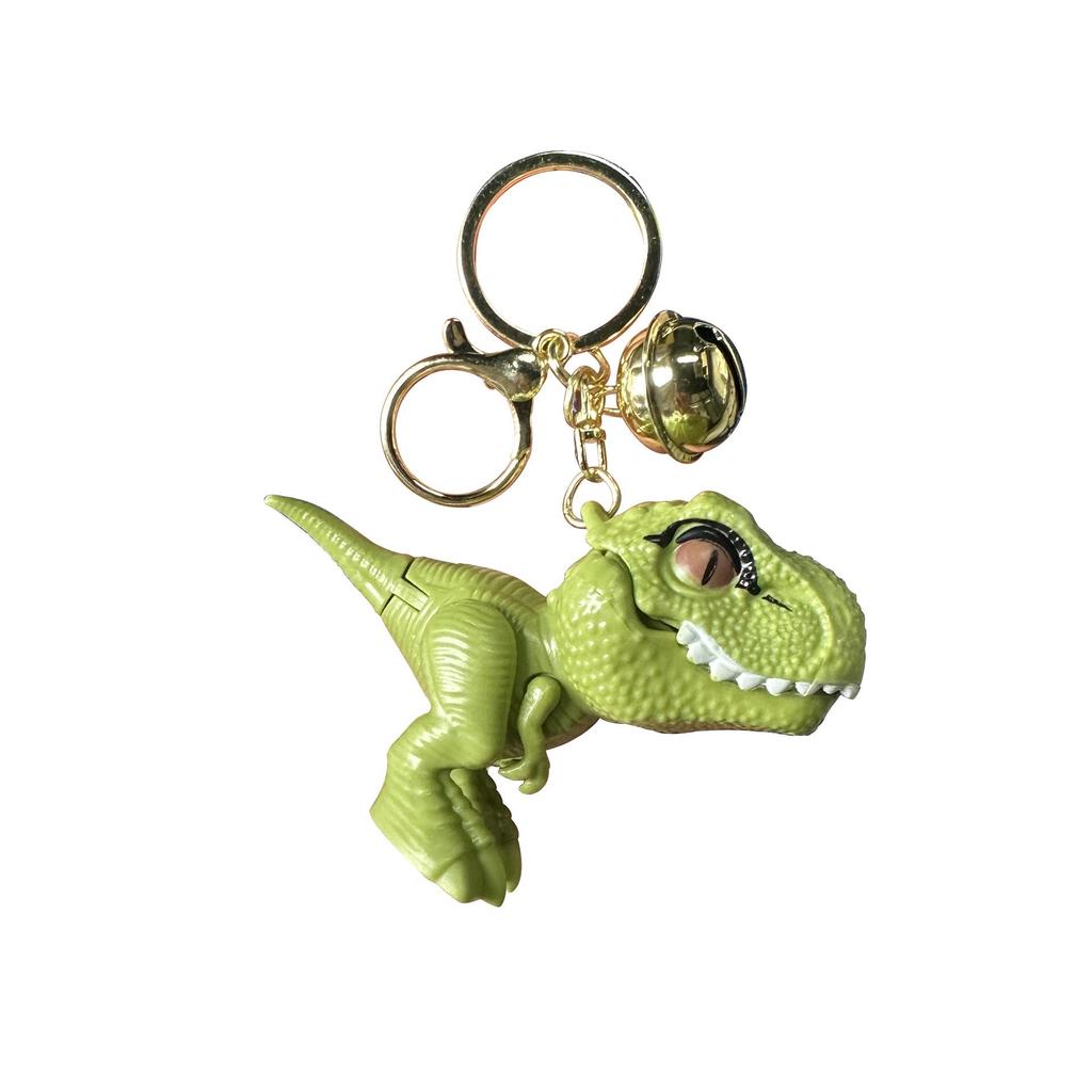 Trendy PVC Cartoon T-Rex Keychain Pendant with Dinosaur Bell and Hand-Biting Feature